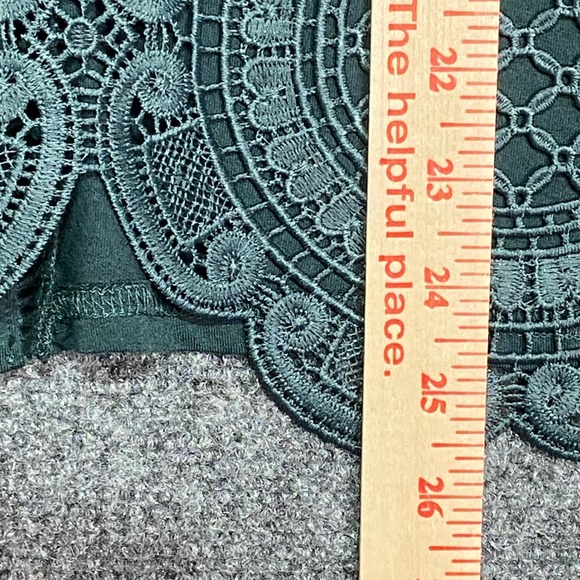 Antropologie James Coviello New York Lace Blouse Top Green Button Up Elegant XL - Picture 9 of 11